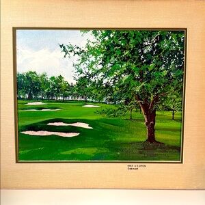 Green and White Golf Course Landscape Painting